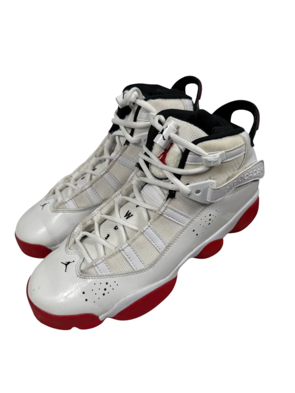 Jordan 6 Rings Home Basketball Shoes White Varsity Red Black Size 7Y 323419-160